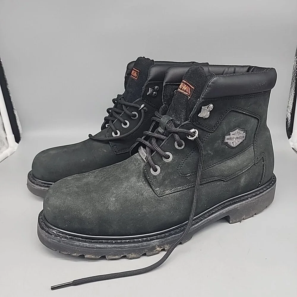 Harley Davidson Mens Boots Badlands Lace-Up 12 W Black Leather